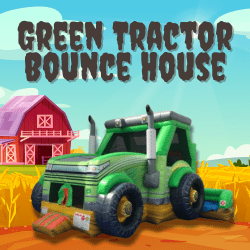 Green Tractor Bounce House Slide Combo - Dry Use